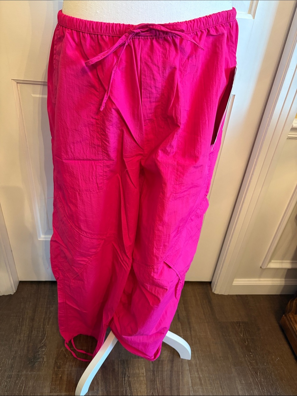 Bright Hot Pink Drawstring Cargo Pants